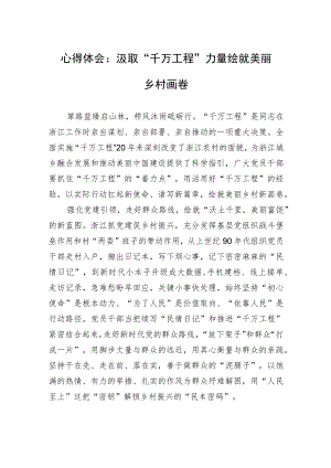 心得体会：汲取“千万工程”力量+绘就美丽乡村画卷.docx