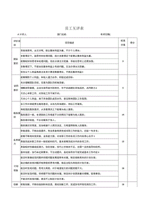 员工绩效互评表（绩效考核）.docx