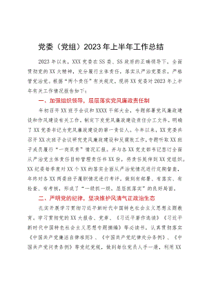 党委（党组）2023年上半年工作总结.docx