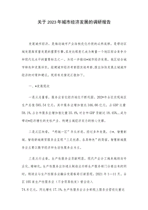 关于2023年城市经济发展的调研报告.docx