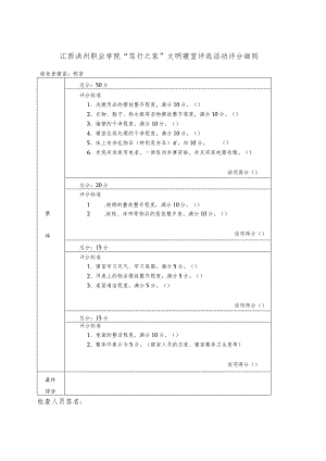 江西洪州职业学院“笃行之家”文明寝室评选活动评分细则被检查寝室栋室总分50分检查人员签名.docx