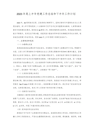 2023年局上半年党建工作总结和下半年工作计划.docx