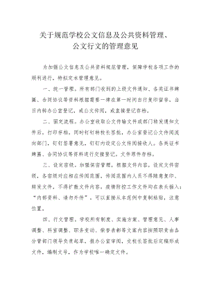 关于规范学校公文信息及公共资料管理、公文行文的管理意见.docx