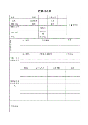 邢台市商业银行应聘报名表.docx