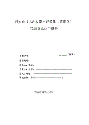 西安市技术产权资产证券化票据化拟融资企业申报书.docx