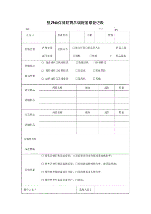 县妇幼保健院药品调配差错登记表.docx