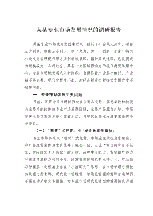 某某专业市场发展情况的调研报告.docx