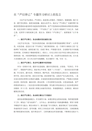 在“严以律己”专题学习研讨上的发言.docx