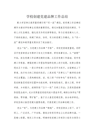 创建党建品牌工作总结学校创建党建品牌工作总结.docx