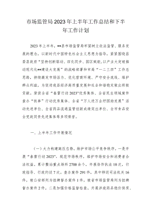 市场监管局2023年上半年工作总结和下半年工作计划.docx