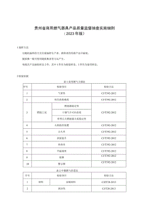 贵州省商用燃气器具产品质量监督抽查实施细则（2023年版）.docx