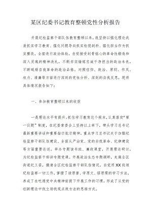 某区纪委书记教育整顿党性分析报告.docx