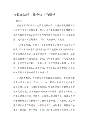 市长在防汛工作会议上的讲话.docx