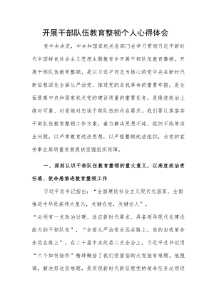 开展干部队伍教育整顿个人心得体会.docx