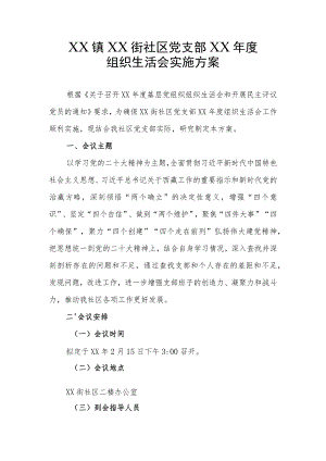 社区党支部组织生活会实施方案.docx