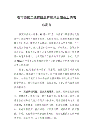 在市委第二巡察组巡察意见反馈会上的表态发言.docx