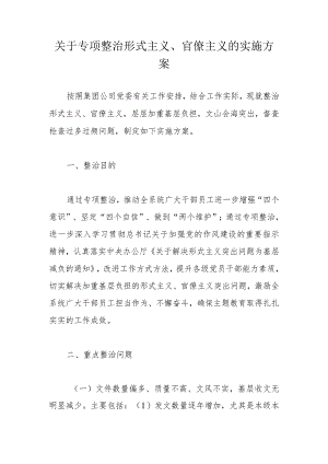 关于专项整治形式主义、官僚主义的实施方案.docx