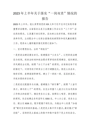 2023年上半年关于落实“一岗双责”情况的报告.docx