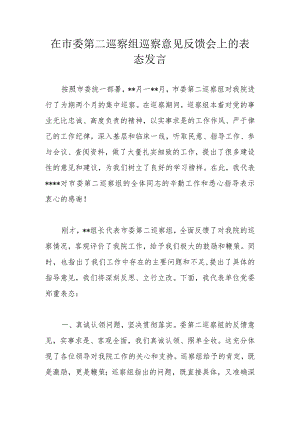 在市委第二巡察组巡察意见反馈会上的表态发言.docx