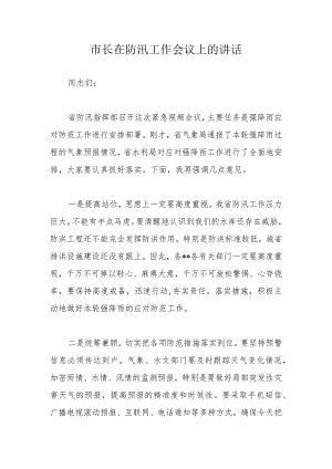 市长在防汛工作会议上的讲话.docx