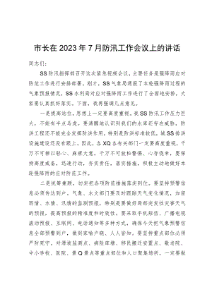 市长在防汛工作会议上的讲话.docx