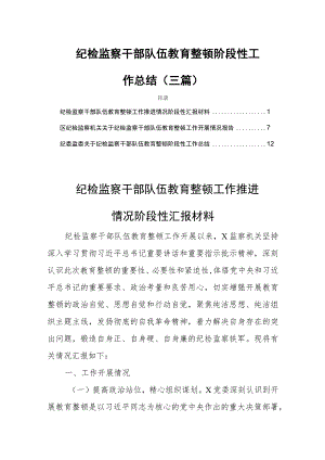 纪检监察干部队伍教育整顿阶段性工作总结(三篇).docx