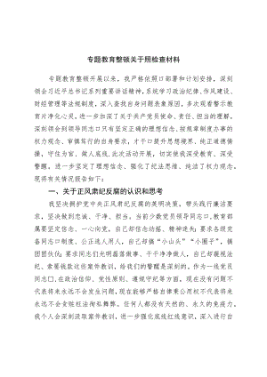 专题教育整顿对照检查材料.docx