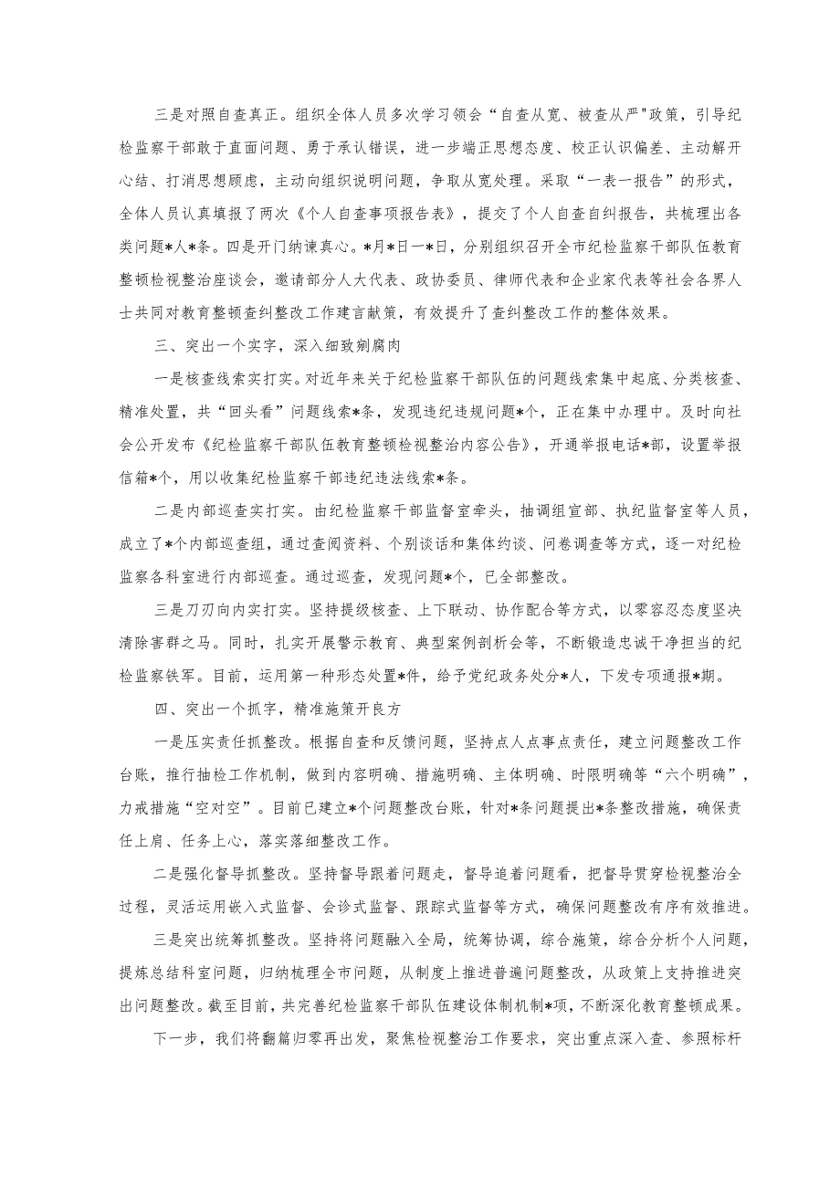 (2篇)2023年市纪委监委纪检监察干部队伍检视整改经验总结材料(附研讨发言材料).docx_第2页