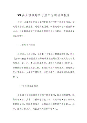 XX县乡镇领导班子届中分析研判报告.docx