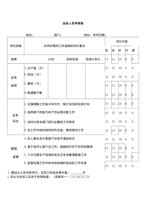 业务人员考核表.docx