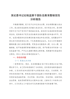 某纪委书记纪检监察干部队伍教育整顿党性分析报告.docx