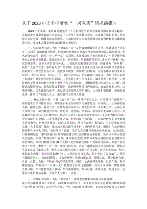关于2023年上半年落实“一岗双责”情况的报告.docx
