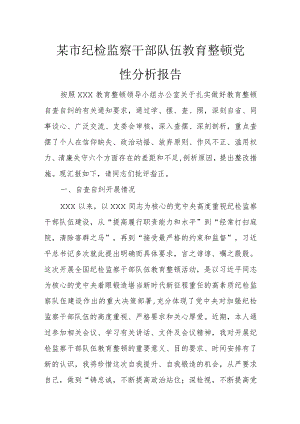 某市纪检监察干部队伍教育整顿党性分析报告.docx