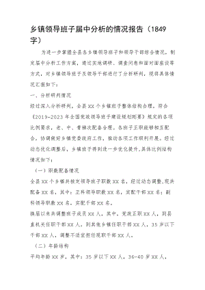 乡镇领导班子届中分析的情况报告.docx