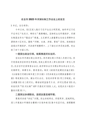 在全市2023年河湖长制工作会议上的发言.docx