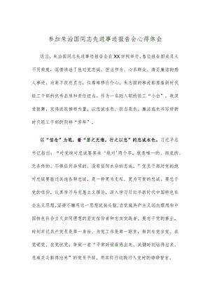 参加朱治国同志先进事迹报告会心得体会.docx