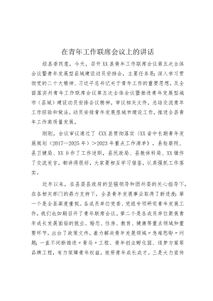 在青年工作联席会议上的讲话.docx