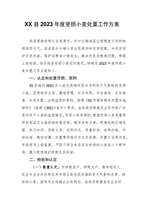 XX县2023年度受损小麦处置工作方案.docx