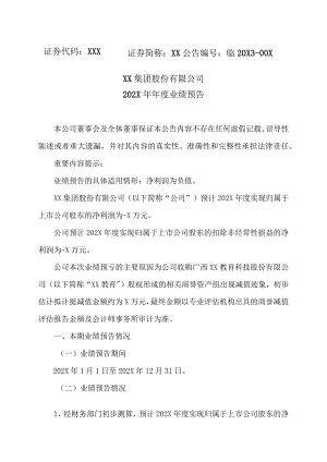 XX集团股份有限公司202X年年度业绩预告.docx