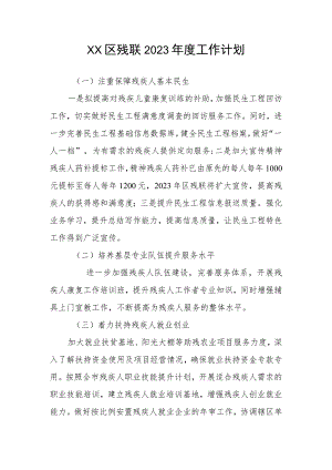XX区残联2023年度工作计划.docx