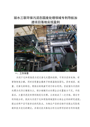 丽水三联环保污泥态固废处理领域专利导航加速项目落地实现盈利.docx
