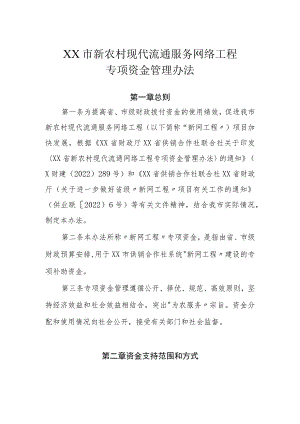 XX市新农村现代流通服务网络工程专项资金管理办法.docx