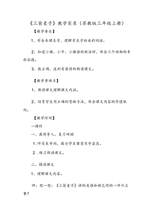 《三袋麦子》教学实录（苏教版三年级上册）.docx
