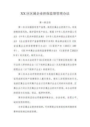XX区区属企业担保监督管理办法.docx