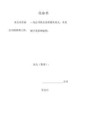 企业质量负责人任命书.docx