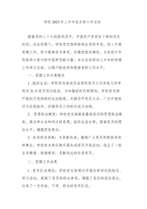 学校2023年上半年党支部工作总结.docx