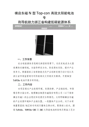 横店东磁N型Top-con高效太阳能电池专利导航助力浙江省构建低碳能源体系.docx