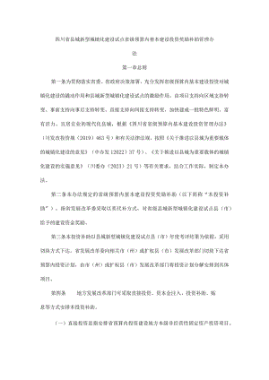 四川省县城新型城镇化建设试点省级预算内基本建设投资奖励补助管理办法.docx