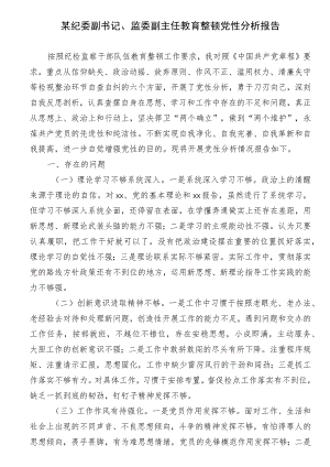 某纪委副书记、监委副主任教育整顿党性分析报告.docx