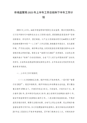 市场监管局2023年上半年工作总结和下半年工作计划.docx